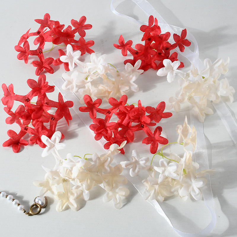 Simulación de flores de clavo de cereza cruz pinzas de cabello guirnaldas joyas diy boda decoración del hogar flores falsas