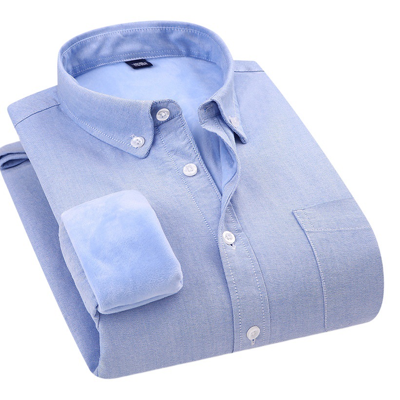 Dongyu メンズ秋冬オックスフォードテキスタイルメンズシャツプラスベルベット暖かいシャツメンズ純綿厚手のシャツ在庫卸売