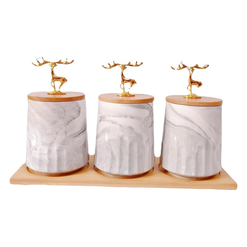 Transfronterizo de exportación jasador de cerámica jarra de condimento de cerámica de color suelo sellado tarro de almacenamiento tarro de café