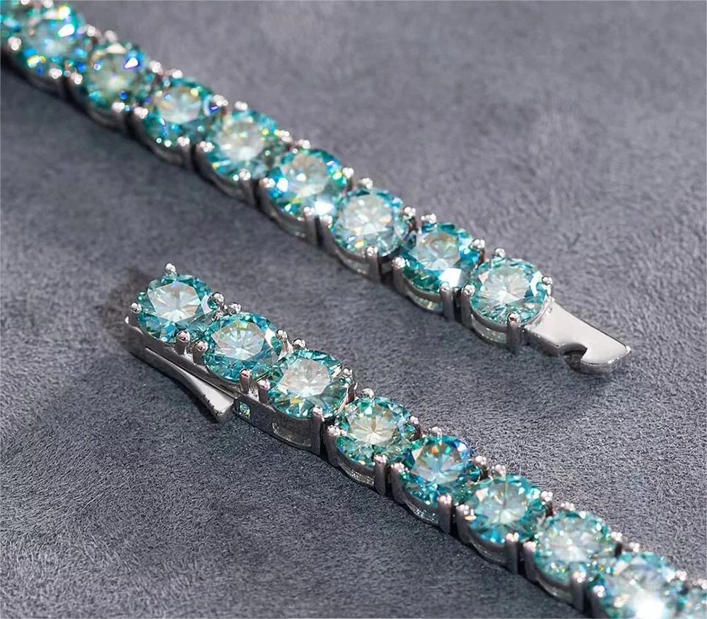 Moissanite Inlay Material Bracelets Classification 4 Karat 5 Karat 6 Karat Colorless(DEF) Green Blue Princess-cut Round Brilliant Cut Radiant-cut 925 Sterling Silver Tennis Chain Bracelets Classic Style VVS1-VVS2 Moissanite GRA Certificate