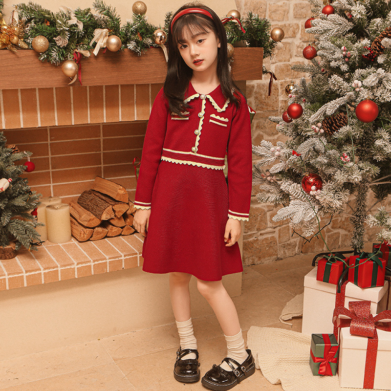 Robe de princesse en laine tricotée pour filles, parfum de noël, doux, automne et hiver_voghion.com