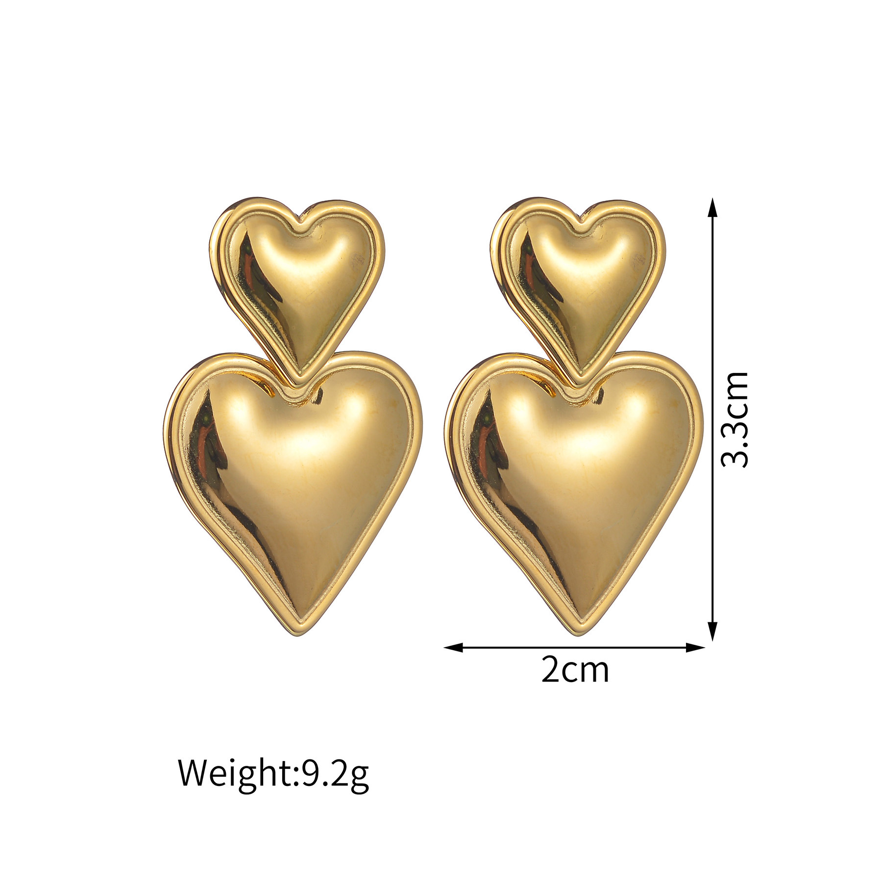 9g Weight PVD Coated Gold Plating Process 201 Stainless Steel Ear Needle Material 18K Real Gold Plated Plating Material Stone-Free Inlay Material Drop Earrings, Ear Studs Classification 1 Pair Quantity Daily Occasion 201 Stainless Steel Material Heart Shape Pattern Women's Gender Retro, IG Style Style Mixed Metal, Plating Craft 1 Pair IG Style Retro Heart Shape Mixed Metal Plating 304 Stainless Steel Drop Earrings Ear Studs 19