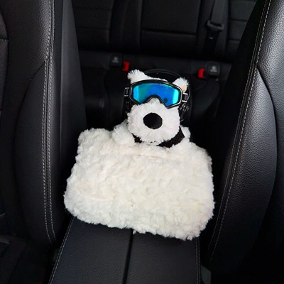 Cartoon West Highland Car Creative Seat Back Tissue Holder, Multifunctional Tissue Box for Car Armrest Box, In-Car Tissue Box (Car tissue box/set) - black-headphones-black-ski-goggles-black-heart-jacket-west-highland-white-velvet-bag-on-the-back-armrest
