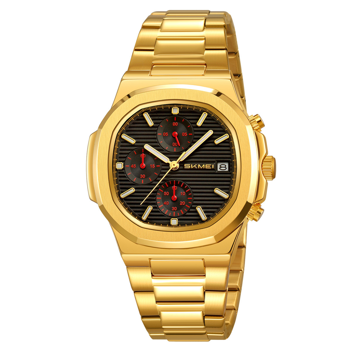 Momento de tres ojos seis agujas reloj de cuarzo para hombres nocturna multifuncional deportivo impermeable reloj de negocios fuente mayorista