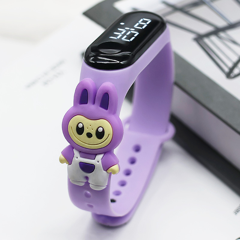 [M3] Labubu nuevo toque deportivo, luz blanca impermeable de dibujos animados, reloj electrónico LED, reloj de pulsera para estudiantes de primaria y secundaria