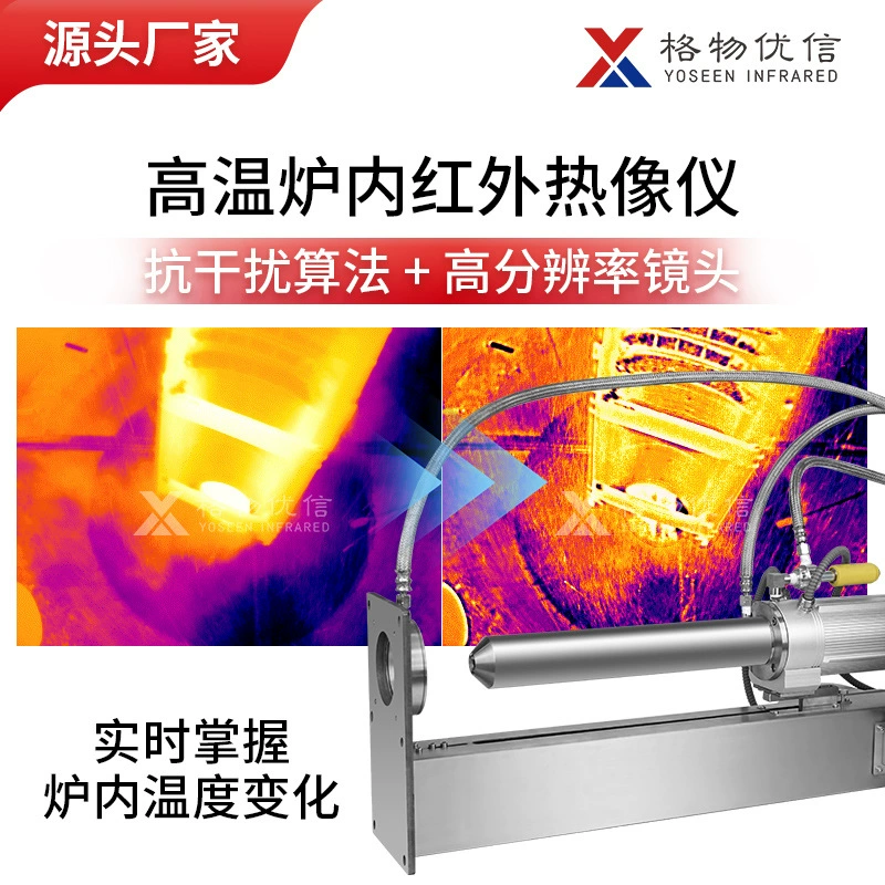 Высокотемпературный тепловизор GeWu Uxin для измерения температуры печи с автоматическим выходным устройством для контроля горения материалов в металлургических печах.