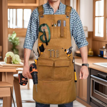 跨境厚帆布围裙防水过蜡工作服木工电工户外汽修工作围裙定制logo