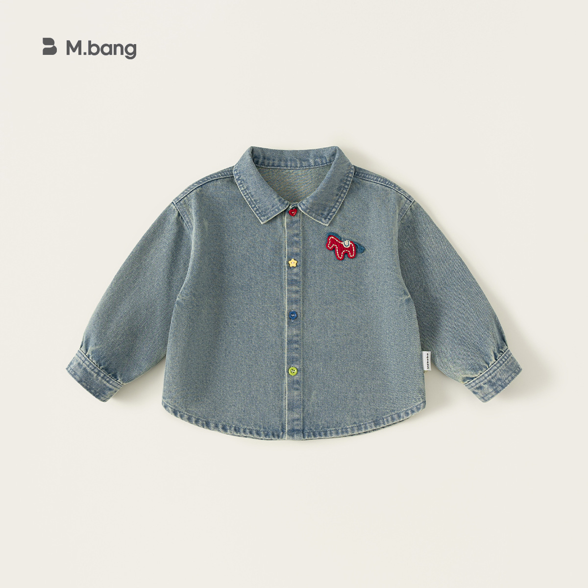 Bangxuan Children's Clothing 2026 Autumn Loose-Fit Girls' Denim Jacket Retro Boys' Top Pony Shirt