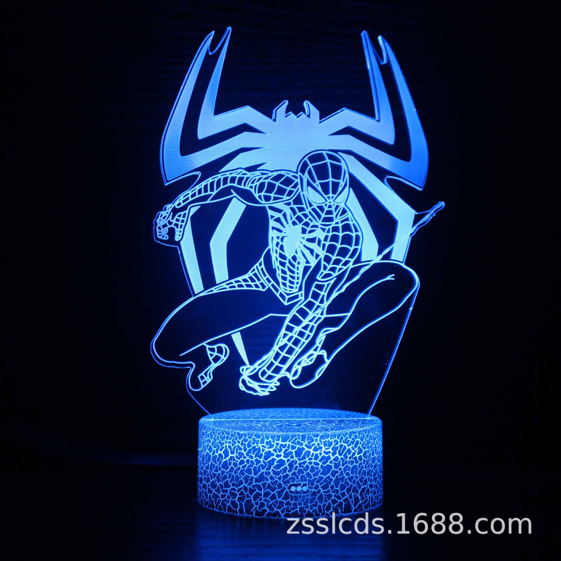 Cruz-frontera Spider-Man serie 3D noche luz creativa USB plug-in colorido noche luz al por mayor LED lámpara de mesa de regalo