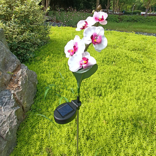 Cross-border new solar outdoor lights, courtyard decoration, LED lawn lights, simulated butterfly orchid lights