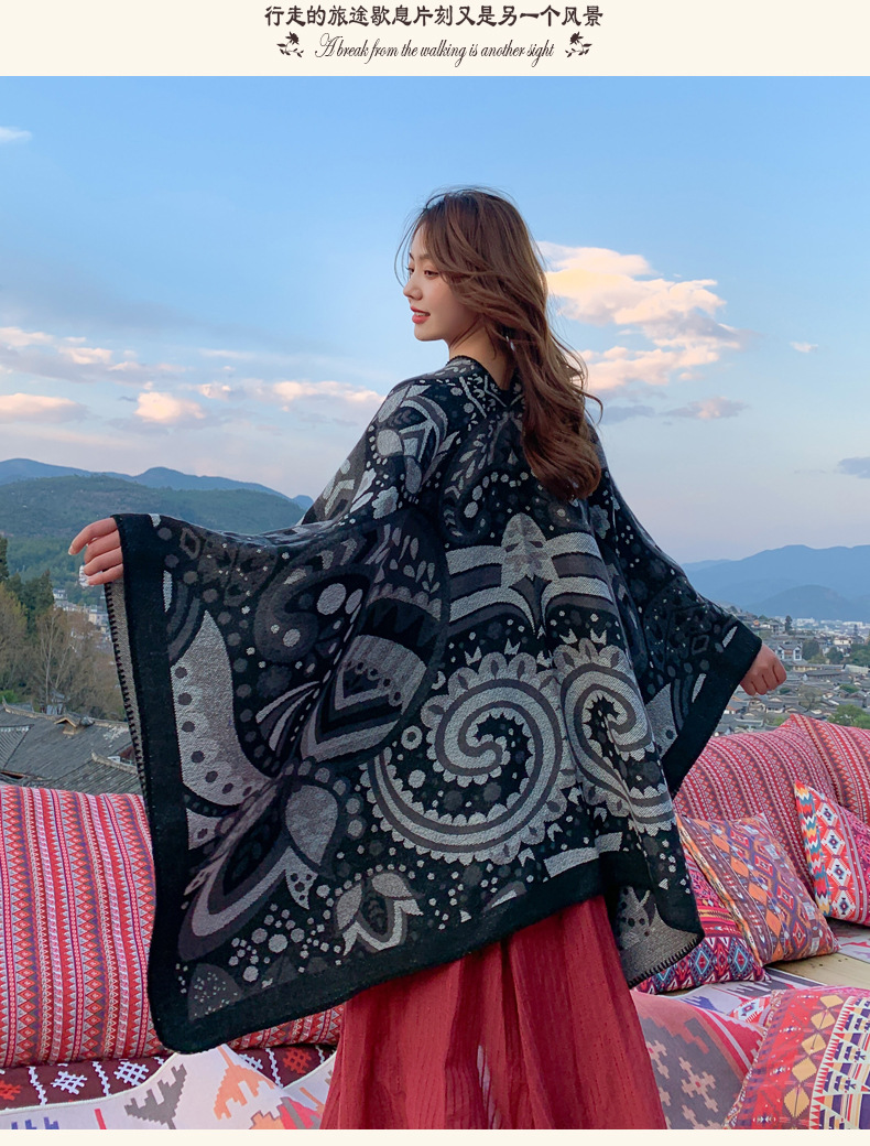 New Outdoor Travel Floral Cloak Shawls display picture 3