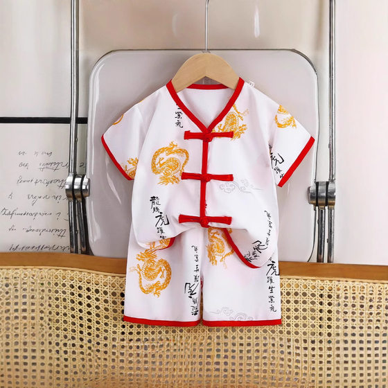 Summer New Chinese Style Short-sleeved Shorts Clothes Children's Hanfu Cotton Silk Children's Suit Ethnic Style suit