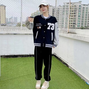 Cotton big boys and girls with winter coat 2022 New 12 foreign style leisure spring and autumn three-piece baseball suit