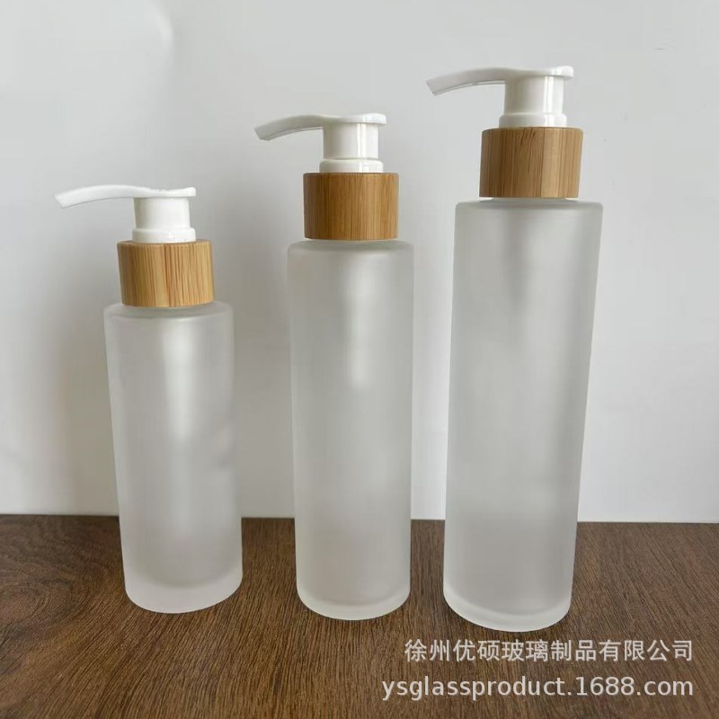 批发24/410竹木乳液泵头 100ml120ml150ml蒙砂竹木盖乳液化妆品瓶