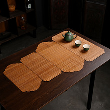 手工竹制编织桌旗茶席新中式工艺隔热垫子竹编功夫泡茶具配件批发
