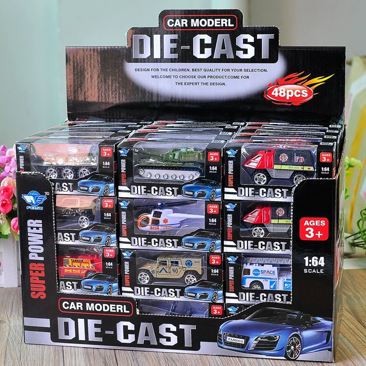 Die-cast Alloy Car Model, Realistic Metal Toy, 1:64 Scale, Mini Construction & Military Styles
