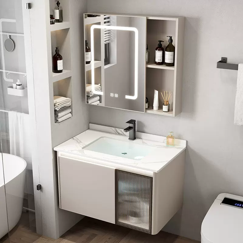 太空铝浴室柜组合酒店岩板洗手盆一体洗漱台卫生间洗脸盆面盆跨境