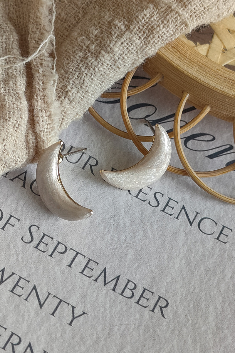 13g Weight Earrings Classification 1 Pair Quantity Holiday, Daily Occasion Alloy Material Moon Pattern Women's Gender Simple Style Style 1 Pair Simple Style Moon Alloy Earrings 1