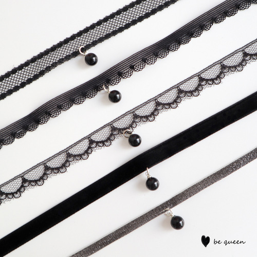 New retro jewelry black lace neckband black pearl pendant choker choker necklace clavicle chain necklace for women