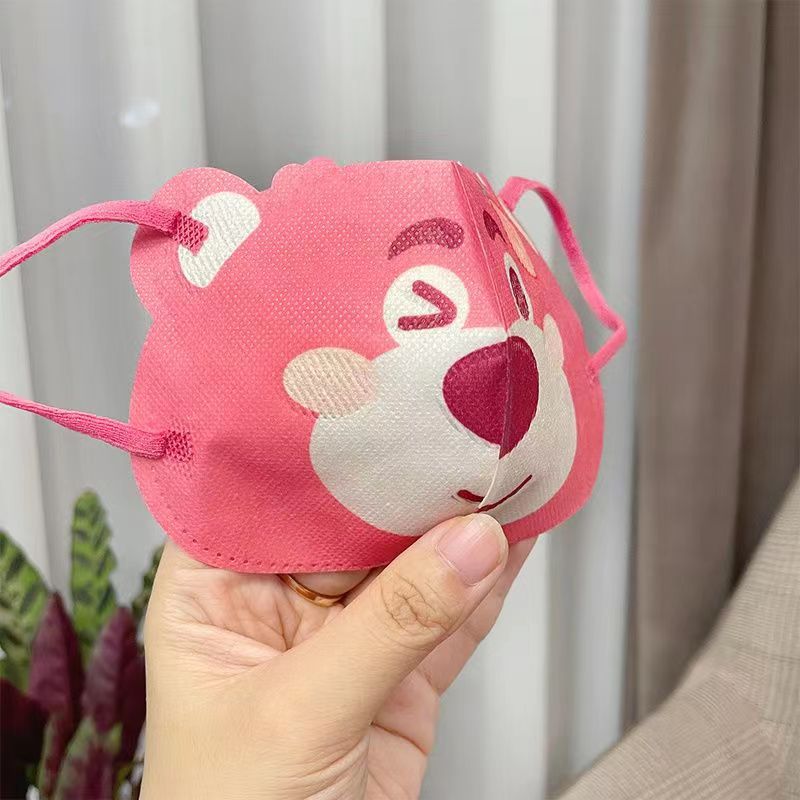 Máscara de oso de fresa para padres e hijos desechables 3D impresión de dibujos animados adultos niños cómodos bebé lindo traje independiente