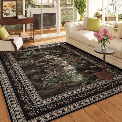Retro-Style Washed Imitation Cashmere Carpet, Non-Slip Carpet for Tables and Chairs, Wear-Resistant, Dirt-Resistant, Comfortable, Cool-Insulating Living Room Carpet