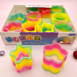 Children's nostalgic toy stall king hot wholesale new style rainbow ring magic plastic elastic spring ring