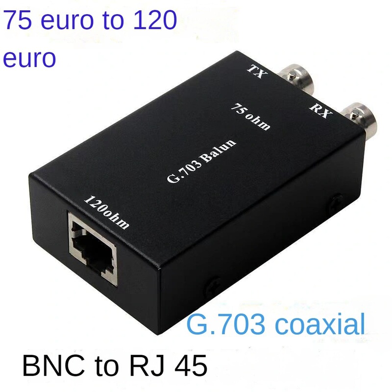 75 Ohm to 120 Ohm Rj45 to Bnc Balanced to Unbalanced Twisted Pair Copper Shaft Conversion Adapter Metal Shell 75 Ohm to 120 Ohm Rj45 to Bnc Balanced to Unbalanced Twisted Pair Copper Shaft Conversion Adapter Metal Shell