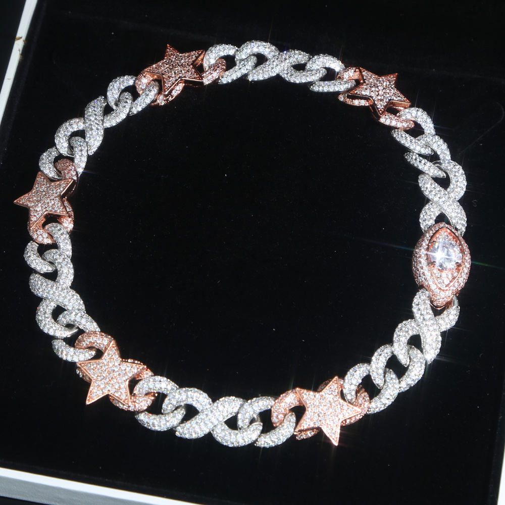 165g Weight Zircon Inlay Material Necklace Classification Hip-hop Star Copper Inlay Zircon Men's Necklace