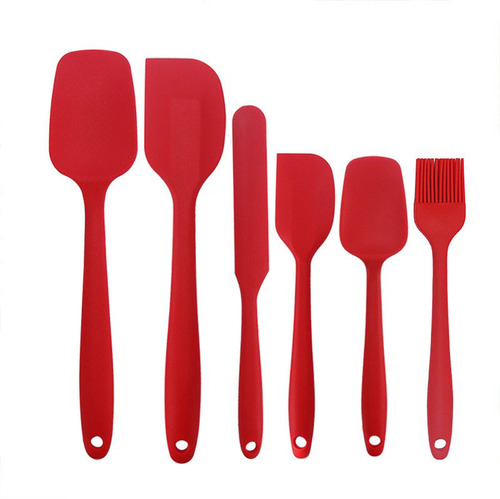 Amazon Best Selling Silicone Scraper 6-Piece Set, Integrated Spatula Oil Brush Baking Set, Silicone Kitchenware 6-Piece Set