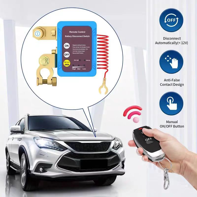 Universal 12V24V High-Current Car Battery Power-Off Switch, Anti-Drain Protection, Intelligent Remote Control Switch for Cars