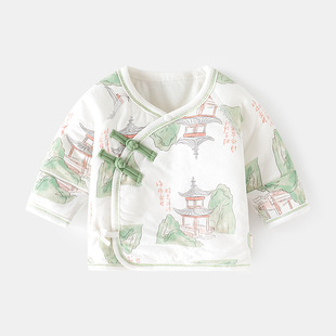 Newborn baby half back clothes warm quilted inner clothes boneless Tang suit autumn and winter thin cotton monk clothes baby top