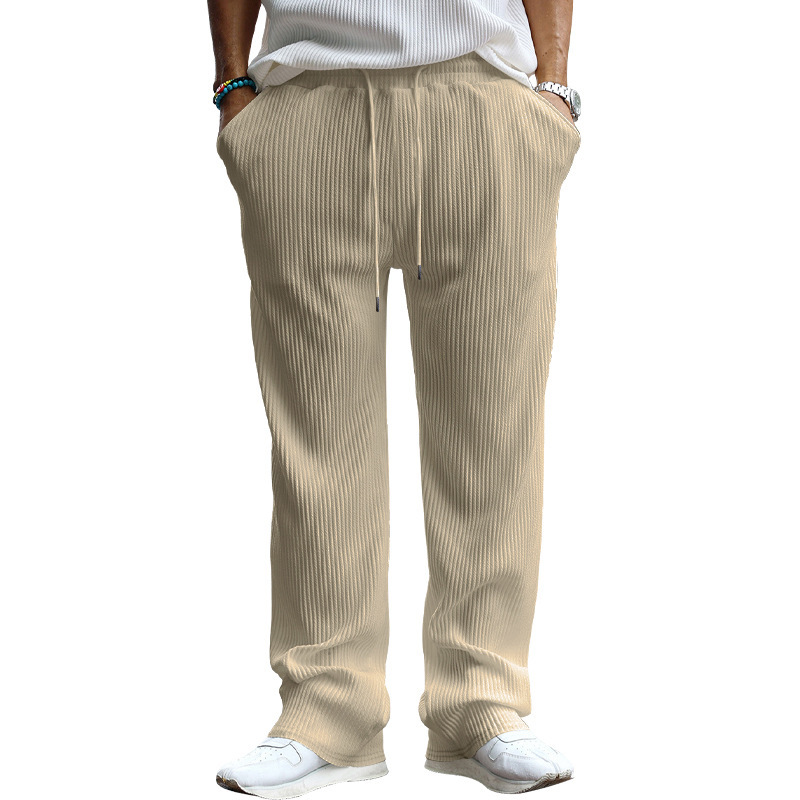 Herrenbekleidung neue Frühjahr und Herbst Herren Freizeithose lockere gerade Hose gestreifte Hose mit hoher Taille weites Bein Trend_voghion.com