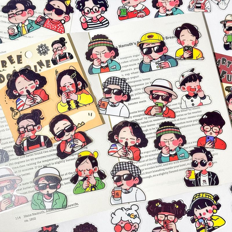 悦真贴纸包 元气达人系列 可爱表情包主题手帐diy笔记本装饰贴纸|undefined