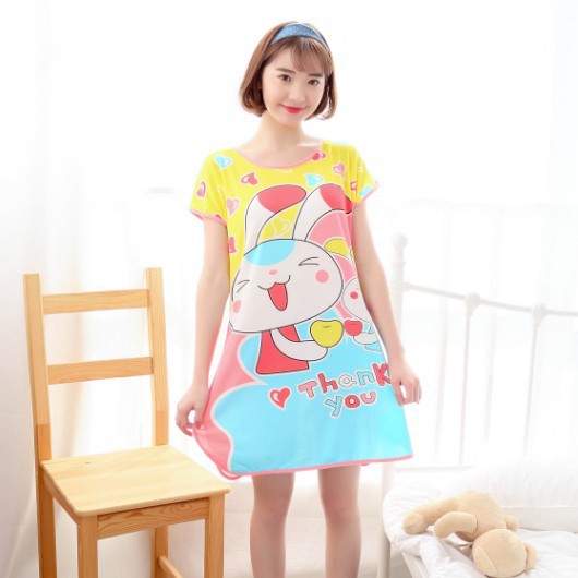 Camisón de verano pijamas de las mujeres de manga corta de dibujos animados lindo camisón Delgado desgaste del hogar Comercio exterior transfronterizo al por mayor