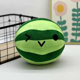 跨境新款suika game plush 水果游戏眨眼西瓜毛绒玩偶公仔