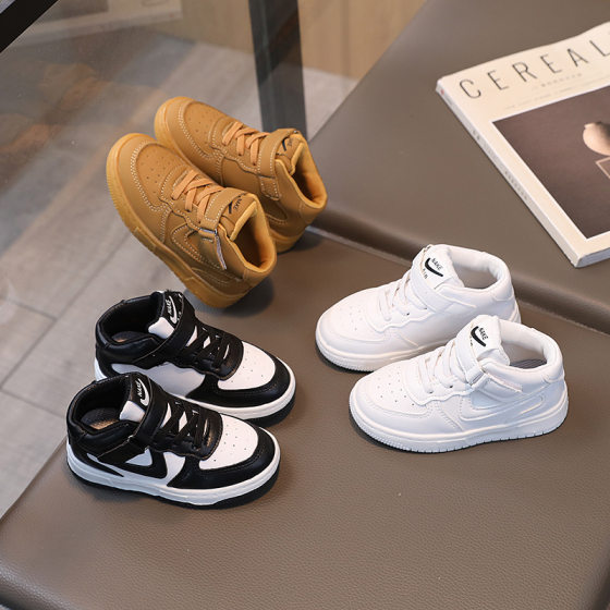 2023 autumn and winter new children's sports shoes boys students casual high skate shoes girls baby shoes white shoes