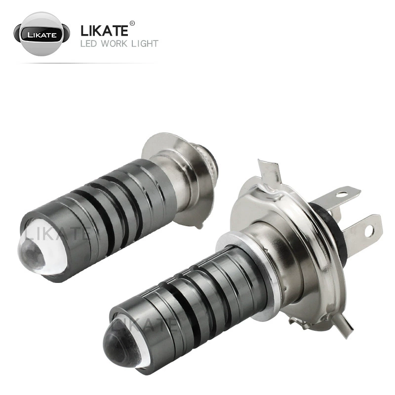 LED-лампа LKT для авто/мото H4/P15D/BA20D, бело-желтая двухцветная линза, биксеноновый объектив, малый стальной корпус