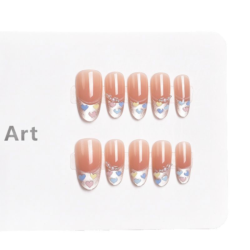 El producto terminado de la pieza de uñas de arte de uñas de uso ovalado medio muestra una armadura prefabricada hecha a mano desmontable, armadura de ojos de gato francés, deseo puro