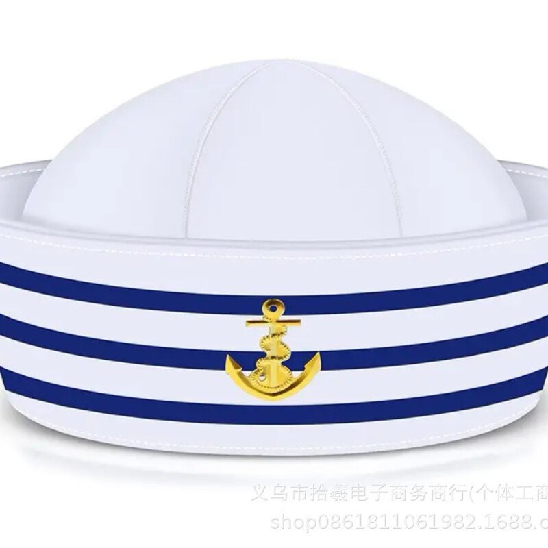 Halloween Sailor Hat Set Blue and White Striped Party Props Halloween Sailor Hat Set Blue and White Striped Party Props