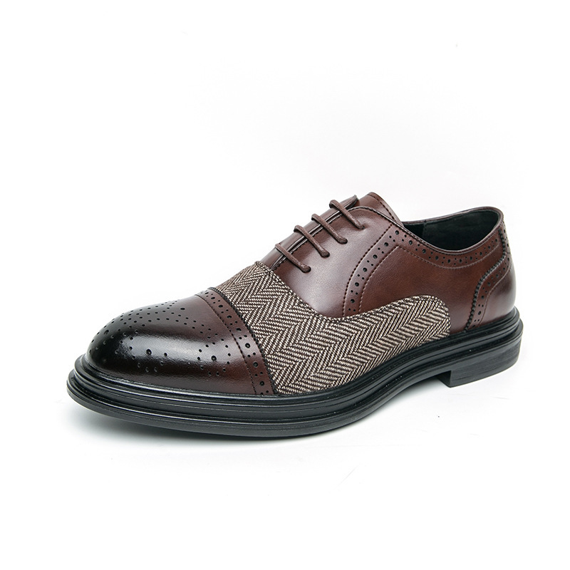 ShoeVault Chaussures de ville en cuir pour homme, assorties aux couleurs transfrontalières, pour mariage, affaires, style derby, lacets, décontractées, en cuir, taille S, livraison directe à l'unité._voghion.com
