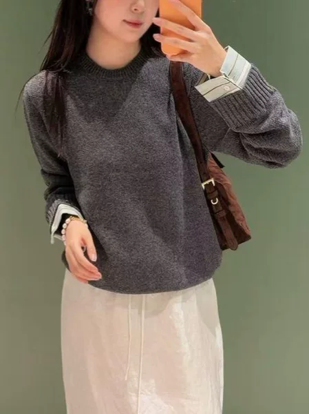 PRD26 autumn and winter new wool sweater, unisex design, featuring wool patchwork, shirt sleeves, knitted round neck, and a unique style