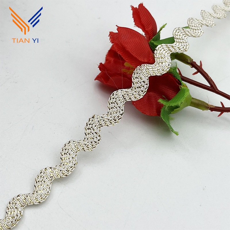 3-5mm de oro y plata onda borde curvo en forma de S cortina de la cinta de encaje ropa de los niños accesorios de la boda accesorios de vestir DIY