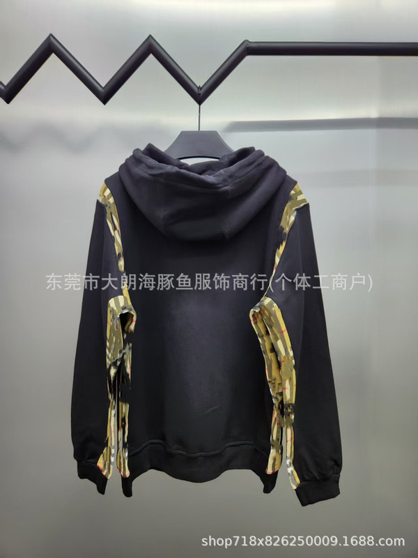 毒家 正确版 B家格纹裁片拉链连帽卫衣高定英伦风百搭学院外套潮|undefined