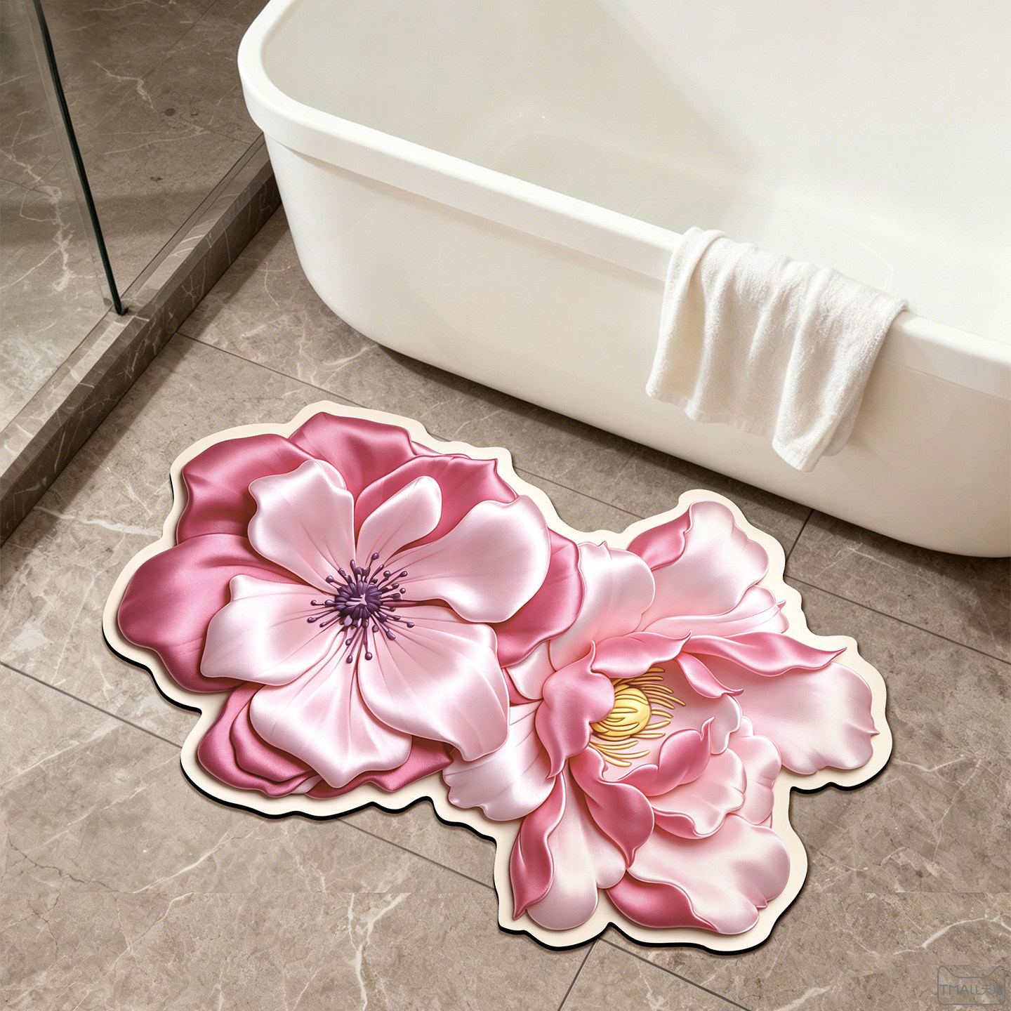 Hot-Selling Light Luxury Floral Bathroom Floor Mats, Household Water-Absorbent Non-Slip Mats, Stain-Resistant and Easy-Care Floor Mats in Stock