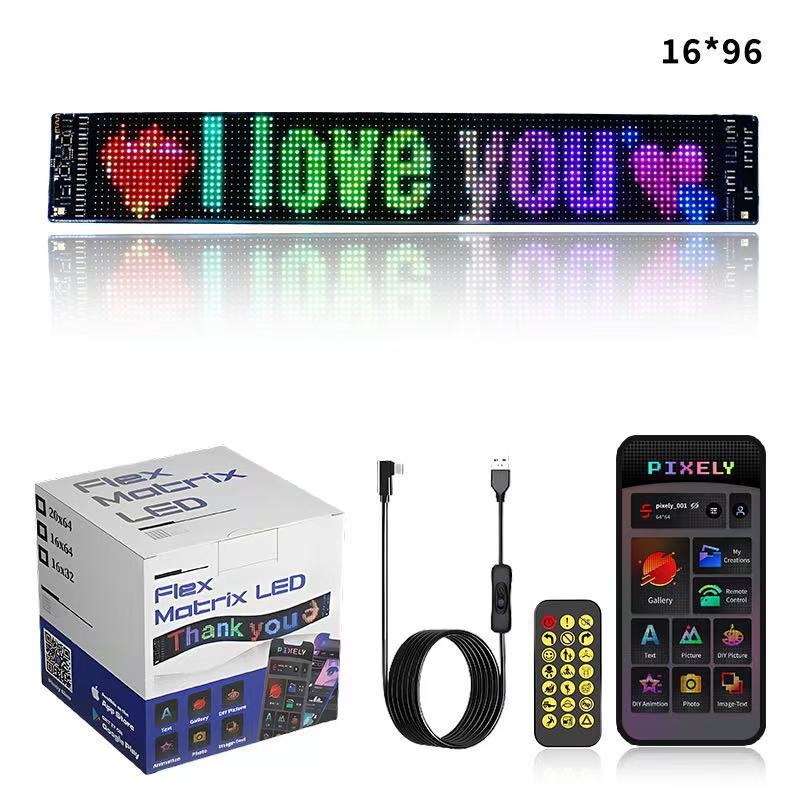 LED ステッカースクリーン LED フレキシブルディスプレイ LED フルカラーカースマートフレックススクリーン APP Bluetooth カーソフトスクリーン|undefined