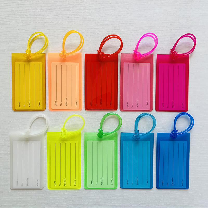 Shenzhen In-Stock Pvc Soft Plastic Luggage Tags with Customizable Logo, Transparent Colorful Card Holders