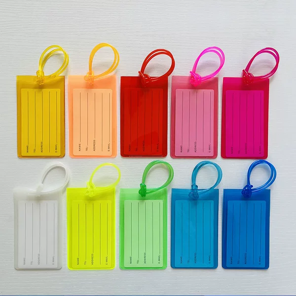 Shenzhen In-Stock Pvc Soft Plastic Luggage Tags with Customizable Logo, Transparent Colorful Card Holders