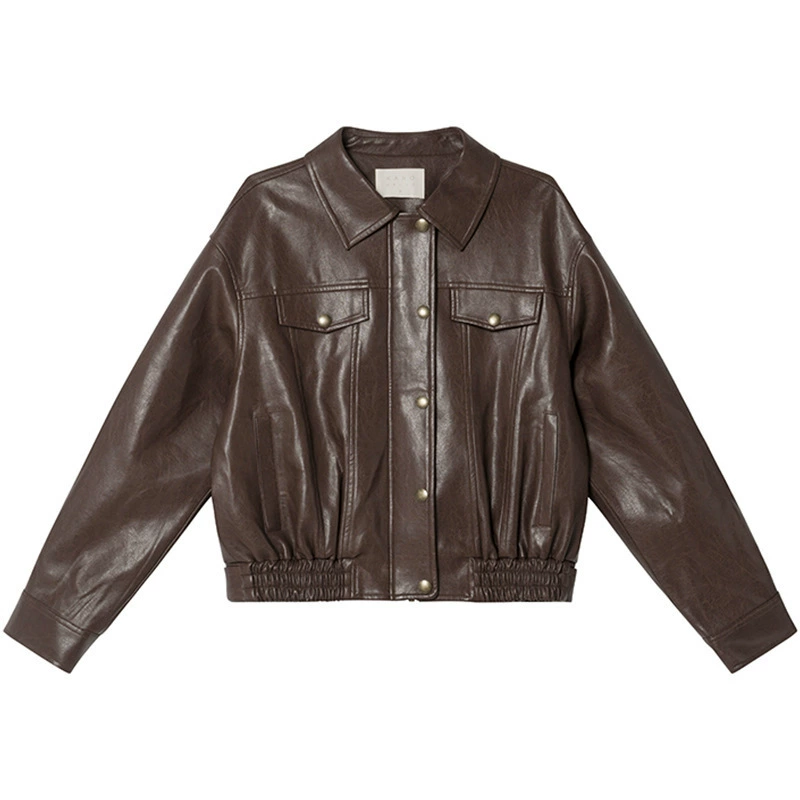 Retro brown spring jacket, 2025 years, oversize, loose fit