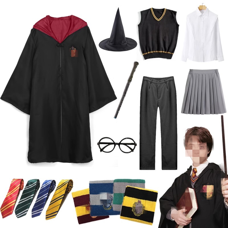 Harry Potter Magic Robe Academy-Style Cosplay Costume Props Clothing Adult and Children's Cloak Halloween Costume