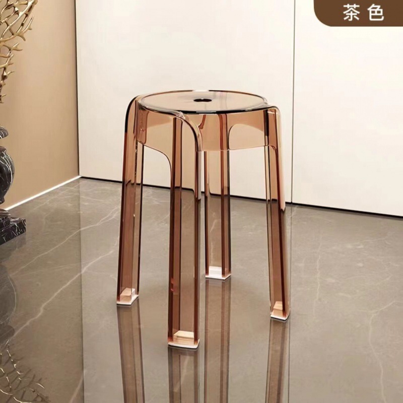 亚克力凳子轻奢塑料透明旋风凳家用加厚可叠放圆凳简约客厅餐椅子|undefined